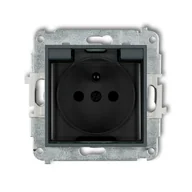 Gniazdka elektryczne - Karlik Gniazdo pojedyncze z uziemieniem IP44 grafit 28MGPB-1zdp - miniaturka - grafika 1