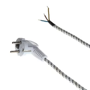 Przewód przyłączeniowy w oplocie bawełnianym, IP44 z wtyczką prostą 2p+Z, przekrój 3x0,75mm2 PP-S-15/2M/3x0,75/ bawełna - Inne akcesoria elektryczne - miniaturka - grafika 2