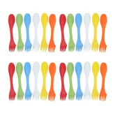 Zestawy sztućców - 3 w 1 Nóż Widelec Łyżka, 3 w 1 Łyżka Widelec Nóż Combo, 3 w 1 Zestaw widelec nóż łyżka wielokrotnego użytku, plastikowy zestaw 3 w 1 łyżka widelec i nóż, przenośny zestaw łyżka nóż widelec na zewnątrz, wielofunkcyjny zestaw zastawy stołowej na zewnątrz - miniaturka - grafika 1