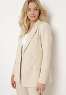 Marynarki i żakiety damskie - Jasnobeżowa Marynarka z Długimi Rękawami i Ozdobnymi Klapami Kaimas - miniaturka - grafika 1