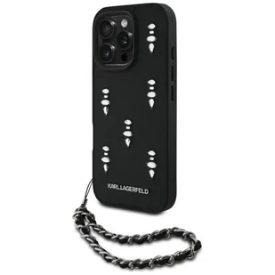 Etui Karl Lagerfeld Saffiano Crystals w/Chain do iPhone 16 Pro Max czarny - Etui i futerały do telefonów - miniaturka - grafika 1