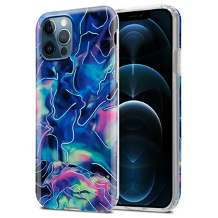 Pokrowiec Etui Do Apple iPhone 12 PRO MAX w Niebiesko Różowy Marmur No. 17 Obudowa Case Cover Silikon Plecki Cadorabo - Etui i futerały do telefonów - miniaturka - grafika 1