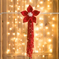 Ozdoby bożonarodzeniowe - Makramowy kwiat edycja świąteczna czerwień/złoto - miniaturka - grafika 1