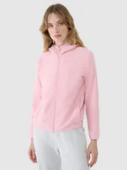 Bluzy damskie - Damski polar rozpinany z kapturem 4F 4FWSS25TFLEF323 - różowy - miniaturka - grafika 1