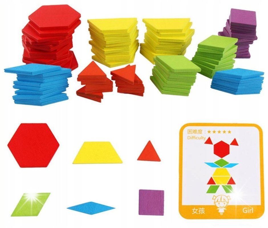 Drewniane Puzzle Układanka dla dzieci Gra Logiczna Mozaika 155 sztuk KLOCKI