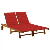 Leżaki ogrodowe - vidaXL Lumarko 2-osobowy leżak ogrodowy z poduszkami, lite drewno akacjowe 3061380 - miniaturka - grafika 1