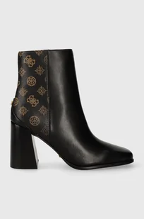Guess botki YORK damskie kolor czarny na słupku FL8YOK LEP10 - Botki damskie - miniaturka - grafika 1