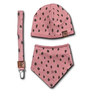 Hi Little One - czapeczka, bandanka i zawieszka do smoczka z organicznej bawełny GOTS Leopard Blush - Śliniaki i fartuszki - miniaturka - grafika 1