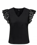 Bluzki damskie - ONLY BLUZKA DAMSKA CZARNA Z KTÓTKIM RĘKAWEM M DRH - miniaturka - grafika 1