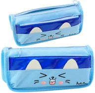 Piórniki - Piórnik Szkolny Dwie Kieszenie Motyw Kota Niebieski 22cm LEAN Toys - miniaturka - grafika 1