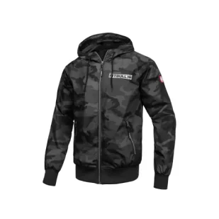 Pit Bull Kurtka Wiosenna Z Kapturem Athletic Logo All Black Camo - Kurtki i kamizelki sportowe męskie - miniaturka - grafika 1