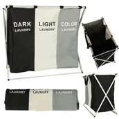 Kosze na bieliznę - KOSZ NA PRANIE SEGREGACJA ORGANIZER 3 KOMORY 135L - miniaturka - grafika 1