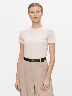 Tommy Hilfiger T-Shirt Flag Script WW0WW41761 Różowy Slim Fit - Koszulki i topy damskie - miniaturka - grafika 1