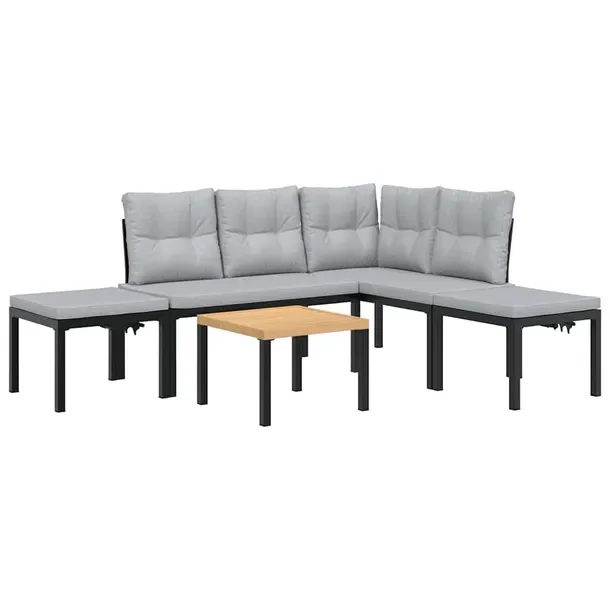 Zestaw wypoczynkowy ogrodowy czarny 118 x 63 x 78 cm, 2 ławki, stół, 2 s