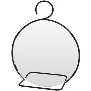 Home Styling Collection Lustro lusterko ścienne NA HAKU w metalowe czarnej ramie okrągłe 510206-O - Lustra - miniaturka - grafika 1