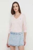 Swetry damskie - Tommy Hilfiger sweter damski kolor różowy lekki - miniaturka - grafika 1