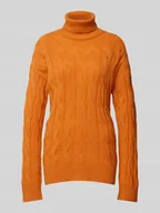 Swetry damskie - Sweter z lnu ze ściegiem warkoczowym model ‘SOFT WOOL’ - miniaturka - grafika 1