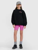 Spodnie i spodenki dla dziewczynek - 4F Legginsy kolarki dzianinowe dziewczęce - różowe 128 (7-8 lat) - miniaturka - grafika 1