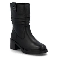 Botki damskie - Botki zimowe damskie czarne Rieker Y5257 ocieplane skórzane na obcasie-36 - miniaturka - grafika 1