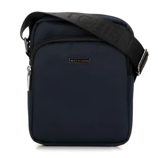 Męska listonoszka z kieszenią na przodzie granatowa - Torebki damskie - miniaturka - grafika 1