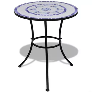 vidaXL vidaXL Stolik mozaikowy 60 cm niebiesko-biały - Stoły ogrodowe - miniaturka - grafika 1