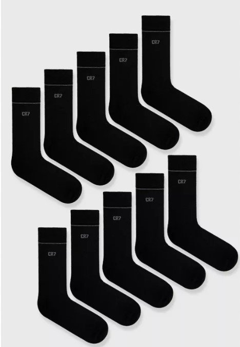 Skarpetki Męskie CR7 Socks Bawełniane 10-Pak Czarne Cristiano Ronaldo 40-46