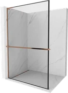 Ścianki i drzwi prysznicowe - Mexen Kioto+ L ścianka prysznicowa z półką Walk-in 80 x 200 cm, czarny wzór, różowe złoto - 800-080-123-60-70 - miniaturka - grafika 1