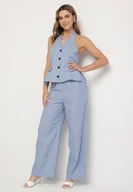 Kombinezony - Niebieski Kombinezon w Prążki w Stylu Garniturowym Lanirith - miniaturka - grafika 1