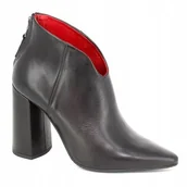 Botki damskie - Czarne botki damskie Carinii B4513 słupek skóra eleganckie R.37 - miniaturka - grafika 1
