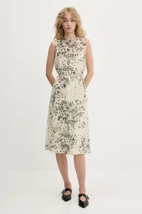 Calvin Klein sukienka kolor beżowy midi rozkloszowana LV144C043G - Sukienki - miniaturka - grafika 1
