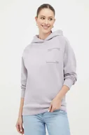 Bluzy damskie - Calvin Klein bluza damska kolor fioletowy z kapturem z nadrukiem - miniaturka - grafika 1