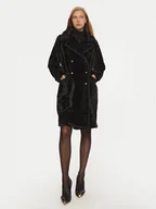 Płaszcze damskie - Fracomina Futro FR24WC4003O44501 Czarny Regular Fit - miniaturka - grafika 1
