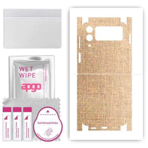 folia naklejka skórka strukturalna na TYŁ+BOKI do Samsung Galaxy Z Flip4 - Tkanina Denim Beżowy - apgo SKINS