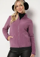 Bluzy damskie - Fioletowa Welurowa Bluza na Suwak Asiyana - miniaturka - grafika 1