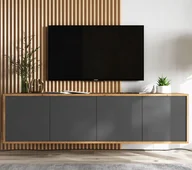 Szafki RTV - Wisząca szafka RTV Loft komoda RTV wotan grafit MAT 150 cm - miniaturka - grafika 1