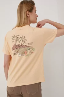 Koszulki i topy damskie - Rip Curl t-shirt bawełniany kolor pomarańczowy - grafika 1