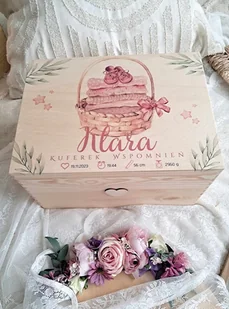 KUFEREK DLA DZIEWCZYNKI z metryczką, prezent na roczek, chrzest, urodziny - Pamiątka Chrztu Świętego - miniaturka - grafika 1