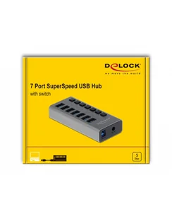 Delock External SS USB Hub 7Ports + Switch - 63669 - Części i akcesoria do laptopów - miniaturka - grafika 1