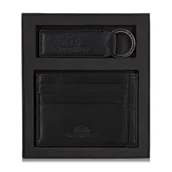 Biżuteria - akcesoria - Skórzany zestaw etui na karty kredytowe i brelok czarny - miniaturka - grafika 1