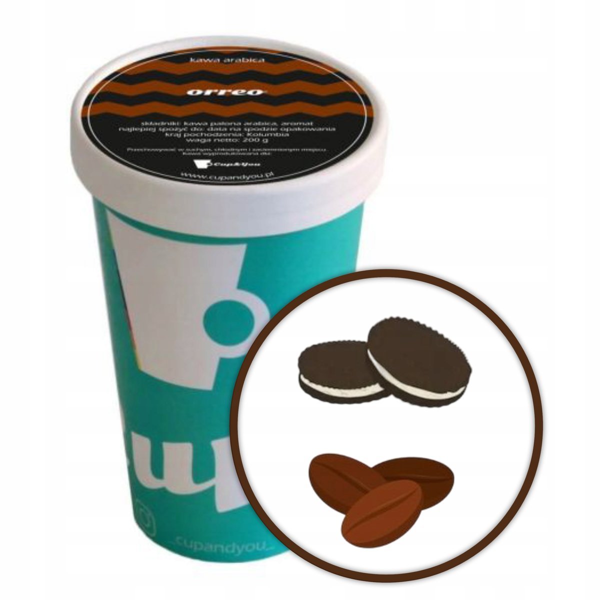 Kawa aromatyzowana o smaku ORREO ZIARNO ARABICA Cup&You PREMIUM 200g - smakowa uczta dla podniebienia