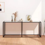 Konsole i sekretarzyki - shumee shumee Konsola biały marmur 180x35x75,5 cm szkło hartowane - miniaturka - grafika 1