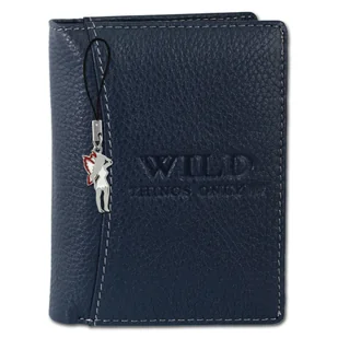 Skórzany portfel męski Wild Things Only RFID niebieski 9x2x12cm OPJ113B - Portfele - miniaturka - grafika 1