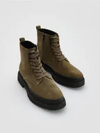 Botki damskie - Reserved - Zamszowe botki - jasny zielony - miniaturka - grafika 1