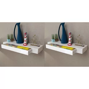 vidaXL vidaXL Półki wiszące z szufladami, 2 szt., białe, 80 cm - Półki do salonu - miniaturka - grafika 1