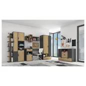 Zestawy mebli dla dzieci - Zestaw Mebli Młodzieżowych A Nano Dąb Riviera Meblar Grafit, Dąb Riviera - miniaturka - grafika 1