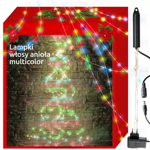 Lampki Anielski Włos Kurtyna Sople Druciki 200 Led - Oświetlenie świąteczne - miniaturka - grafika 1