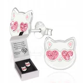 Biżuteria dla dzieci - SREBRNE KOLCZYKI 925 DLA DZIEWCZYNKI kotki GRAWER - miniaturka - grafika 1