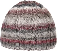 Czapki damskie - Czapka ze Ściegu Warkoczowego Filippa by Lierys, szaro-czerwony, One Size - miniaturka - grafika 1