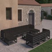 Meble ogrodowe - vidaXL 11-cz. zestaw wypoczynkowy do ogrodu, z poduszkami, czarny - miniaturka - grafika 1