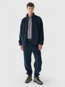 Spodnie sportowe męskie - Męskie spodnie polarowe sherpa Outhorn OTHWAW24TTROM1217 - granatowe - miniaturka - grafika 1